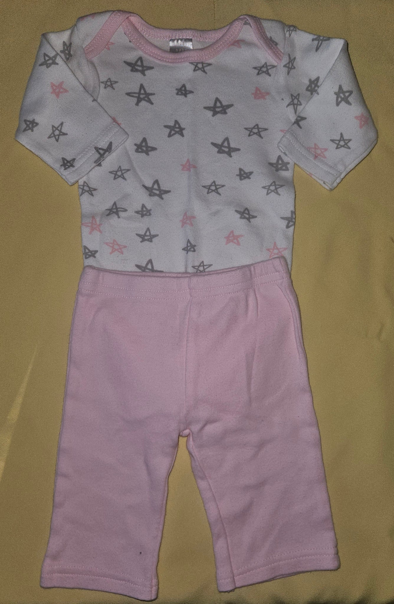 3-6 Mo Girls 2-Pc Pink Star Outfit