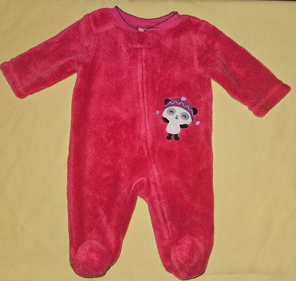 Newborn Girls Pink LITTLE WONDERS Panda Fleece Footed Pajama