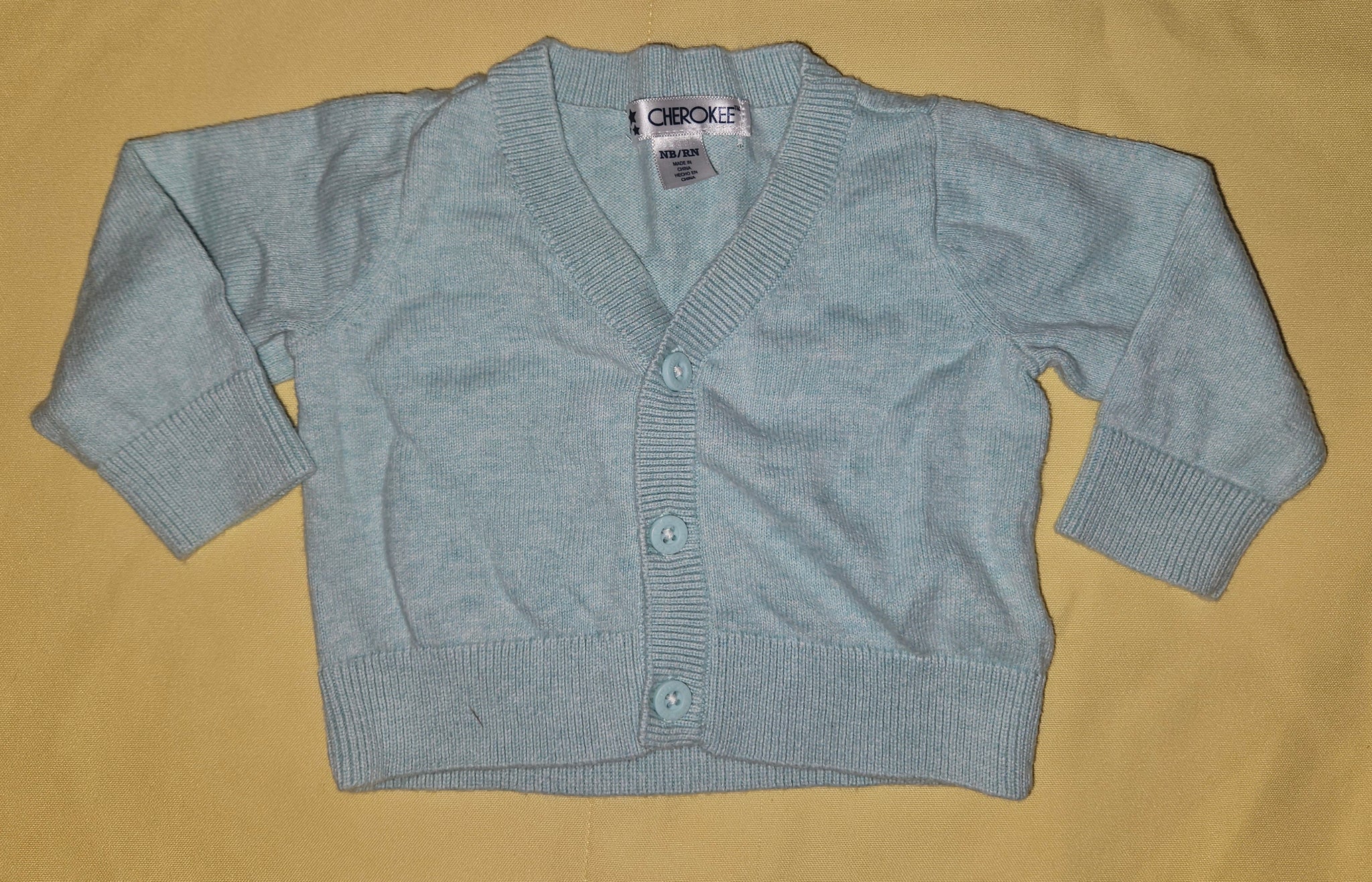 Newborn Unisex CHEROKEE Seafoam Green Cardigan Sweater