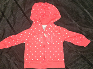 6 Mo Girls Red "LOVE" Hooded Jacket w/ White Hearts
