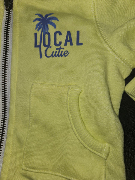 6 Mo Girls Neon Yellow "Local Cutie" Hooded Jacket