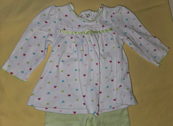 6 Mo Girls 2-Pc LITTLE ME Green Heart Outfit