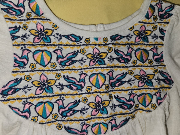 2T Girls 2-Pc Courderoy Pants & Bird Pattern Long Sleeve Shirteans & Floral Sweatshirt Outfit