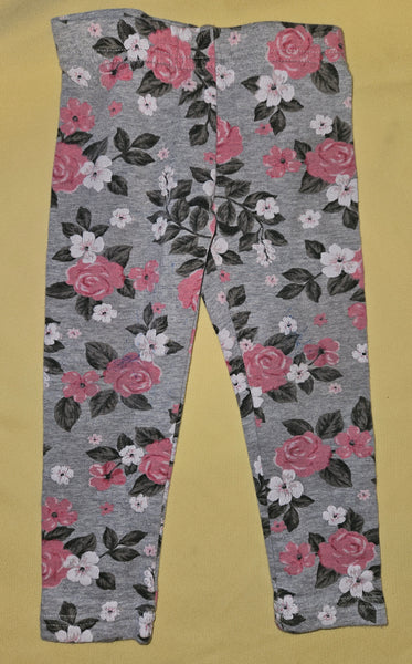 2T Girls Floral Leggings & Neon Pink Sweater