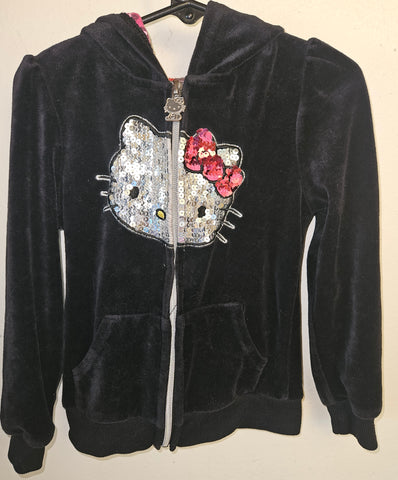 24 Mo Girls "HELLO KITTY" Black Velour Jacket w/ Sequin Hello Kitty Graphic (READ DETAILS)