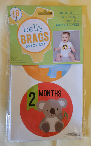 Brand New BELLY BRAGS Stickers ~ 18 Count