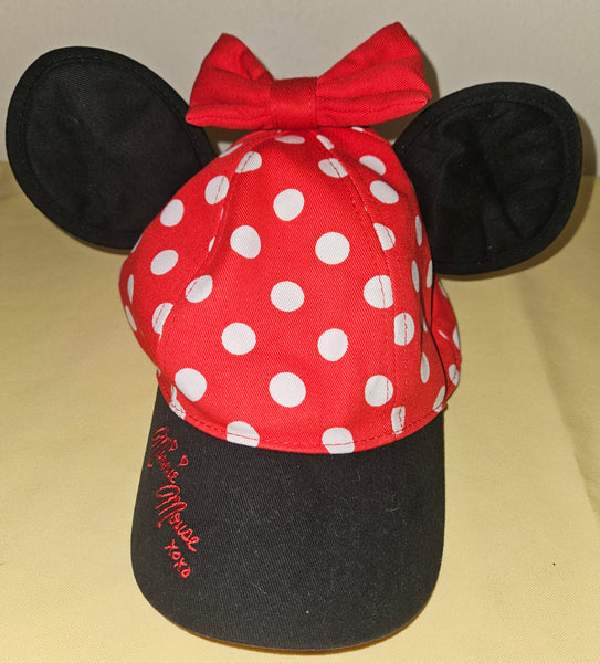 Brand New Red & Black w/ White Polka Dots Minnie Mouse Ears Youth Hat