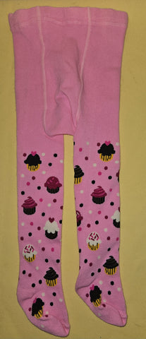 6-12 Mo Girls TIC TAC TOE Pink Cupcake Thick Tights