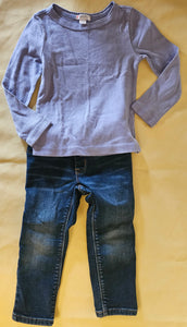 3T Girls 2-Pc Lavender Shirt & Jeans Outfit