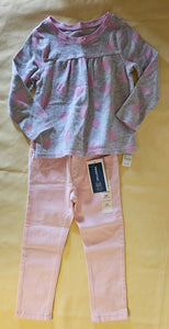 3T Girls Gray & Pink Star Pant Outfit