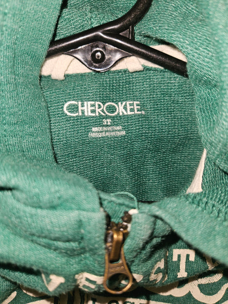 3T Boys CHEROKEE Green Hooded Zip Front Jacket