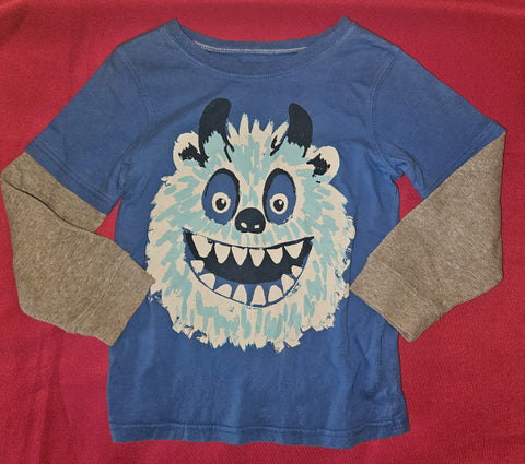 4T Boys CARTER'S Blue & Gray Abominal Snowman Long Sleeve Shirt