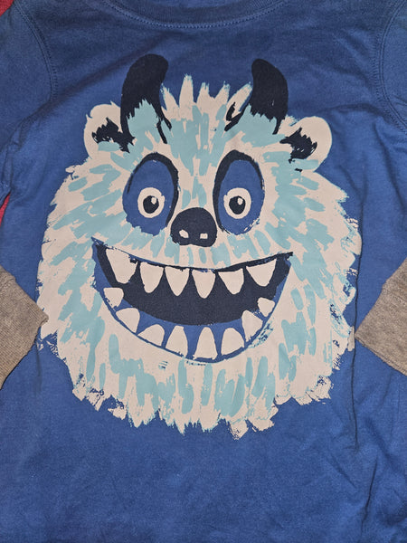 4T Boys CARTER'S Blue & Gray Abominal Snowman Long Sleeve Shirt