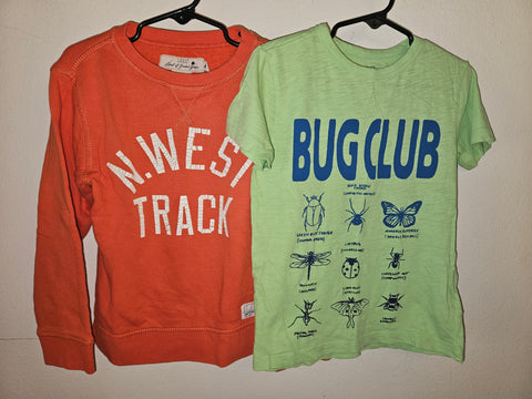 4T Boys 2-Pc Green Shirt & Orange Sweatshirt Log