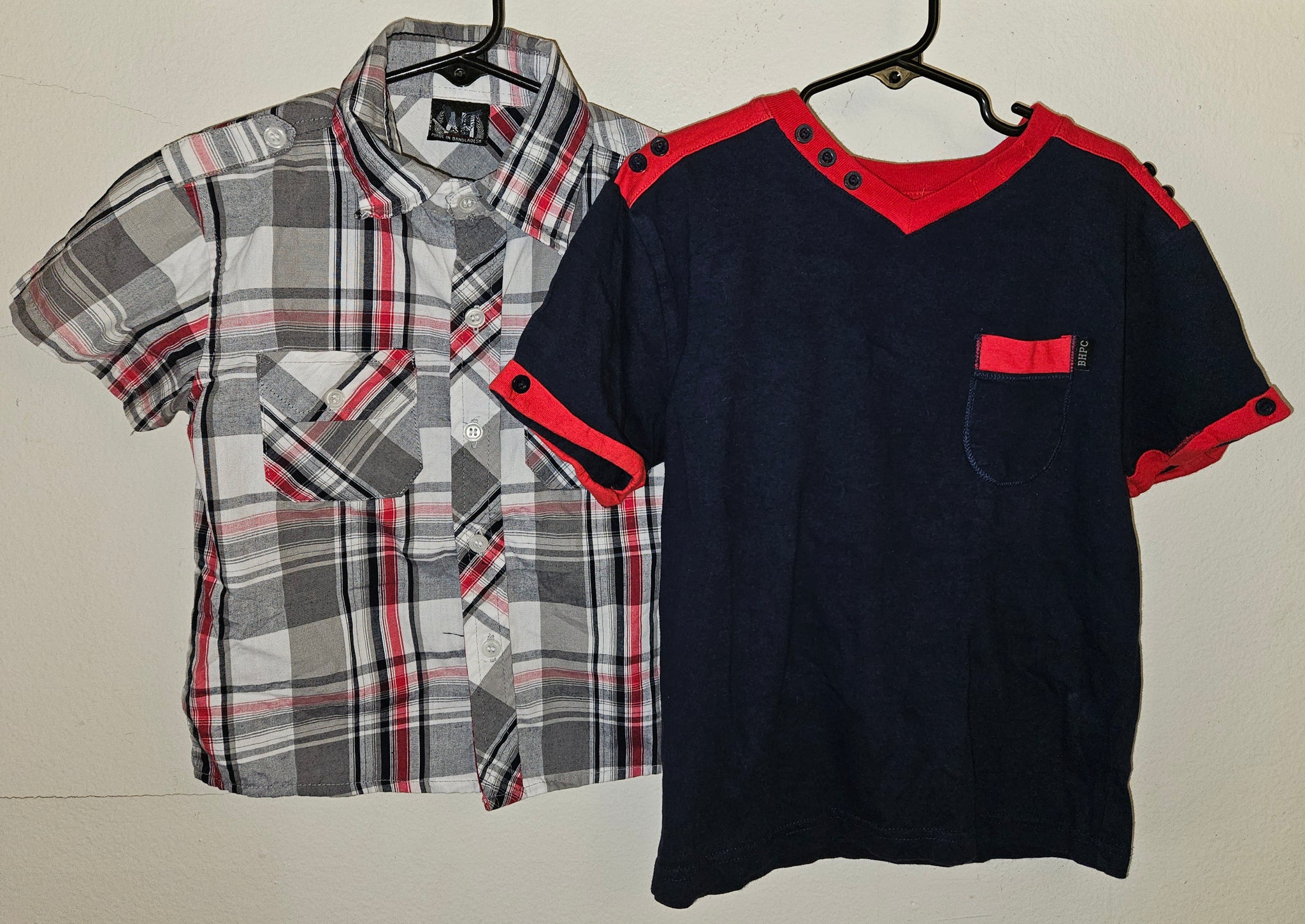 4T Boys 2-Pc Shirt Lot (Plaid Button Down & BHPC)