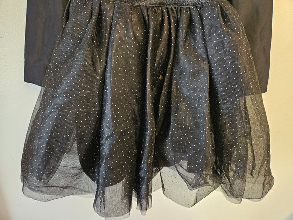5T Girls DISNEY MINNIE Black Ruffle/Mesh Graphic Long Sleeve Dress