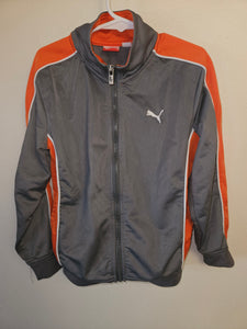 Size 6 Boys PUMA Gray & Orange Zip Front Jacket