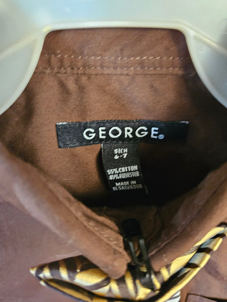 Size 6 Boys GEORGE Brand New Brown Dress Shirt w/ Matching Tie