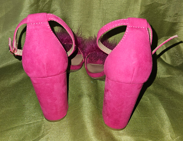 Women's Size 11 BRASH Fushia 4.5" Fluffy High Heel Shoes