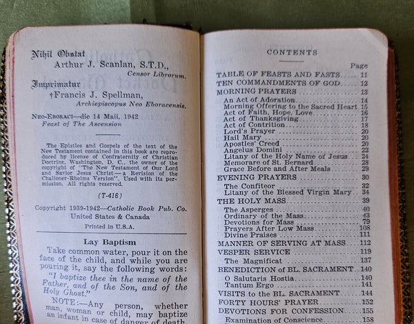 1942 Vintage Catholic's Pocket Manual Rev. J. M. Lelen PH.D.