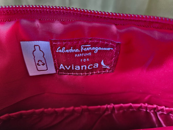 Brand New SALVATORE FERRAGOMO Parfums for Avianca Red Travel Cosmetic Toiletry Pouch / Makeup Bag