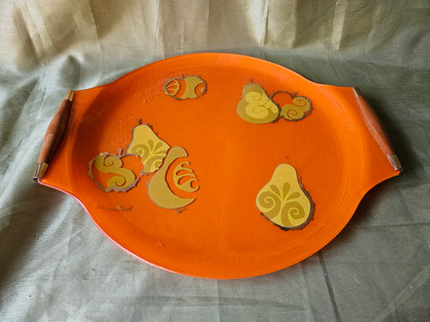 Vintage Mid-Centrury 1960's Orange Glass Serving Tray; Georges Briard # 44513