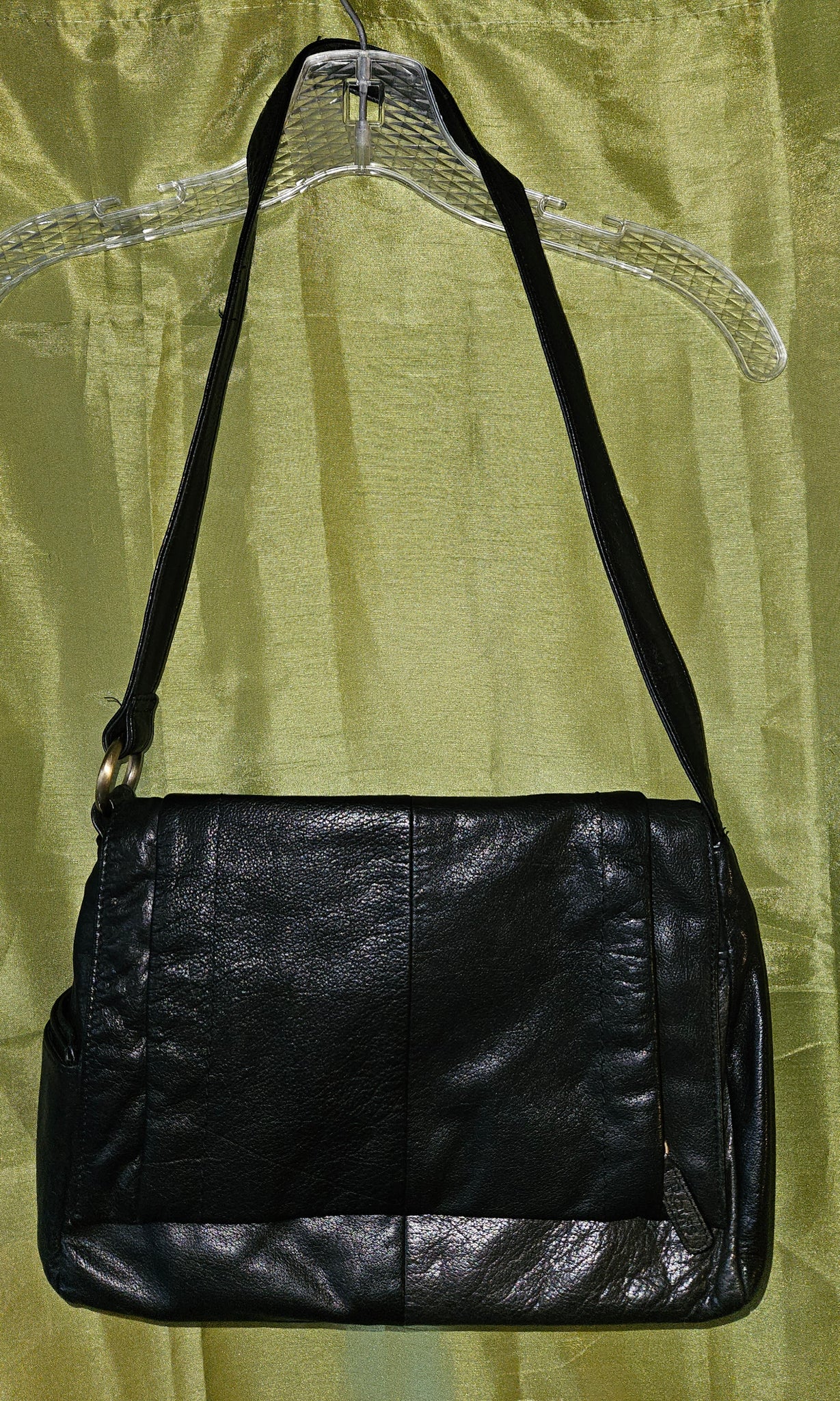 Vintage Rolfs Black Genuine Leather Shoulder Handbag