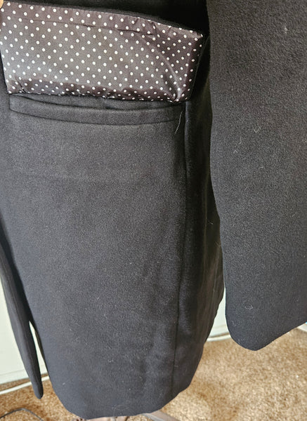 Large Women's ALLEGRA K Black Mid Length Double Breasted Long Jacket