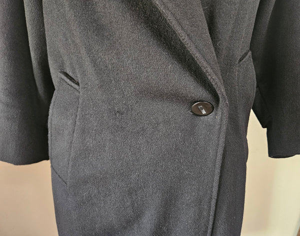 Size Small Women's Vintage PORTRAIT PETITE Long Black Wool Jacket (See Measurements)