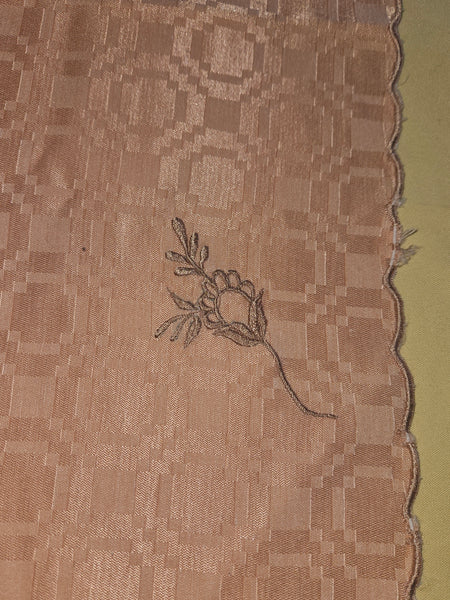 Peach Vintage Embroidered / Embossed Table Runner