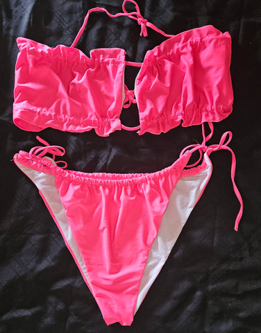 SHEIN 4X Neon Pink 2-Piece Bikini Bathing Suit