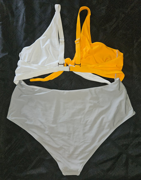 SHEIN 4X Multi-color One Piece Open Front Bathing Suit