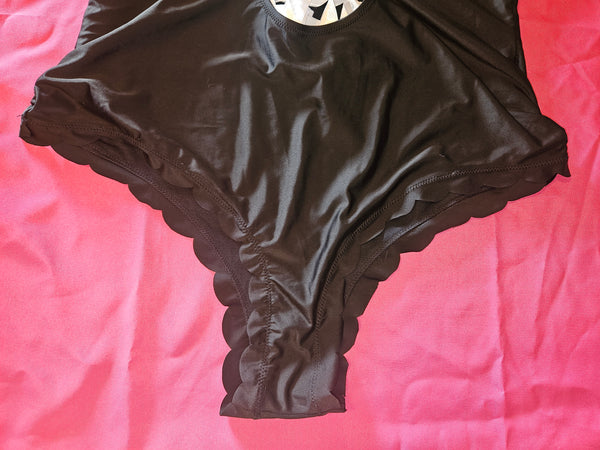SHEIN 3X Black w/ White Lace One Piece Bathing Suit