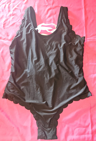 SHEIN 3X Black w/ White Lace One Piece Bathing Suit