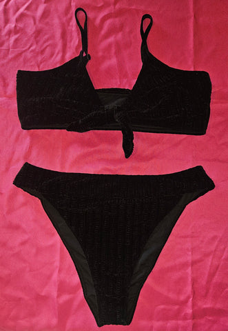 SHEIN 4X Black Velvet 2-Piece Bathing Suit