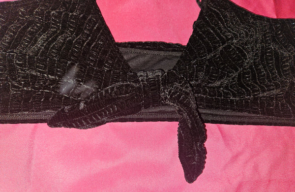 SHEIN 4X Black Velvet 2-Piece Bathing Suit