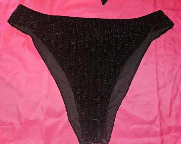 SHEIN 4X Black Velvet 2-Piece Bathing Suit