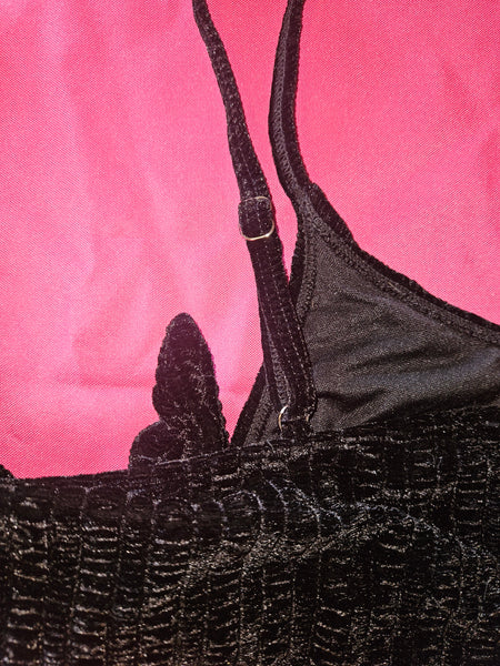 SHEIN 4X Black Velvet 2-Piece Bathing Suit