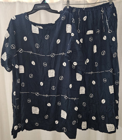 Size 24W UNBRANDED Navy Blue & White 2-Piece Skirt Set