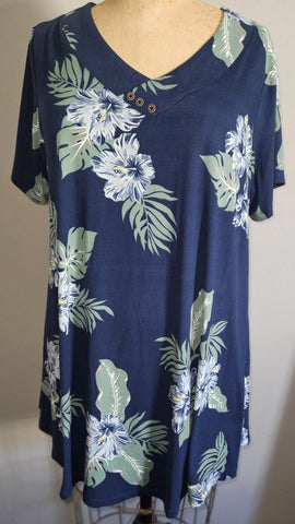 3X MONNURO Blue Floral Blouse