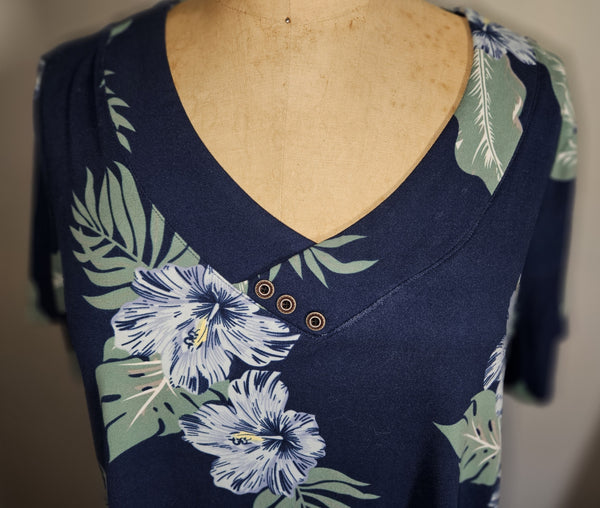 3X MONNURO Blue Floral Blouse