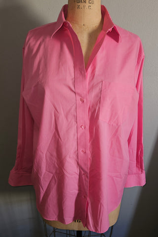 Size 16W FOXCROFT Wrinkle Free Hot Pink Dress Shirt