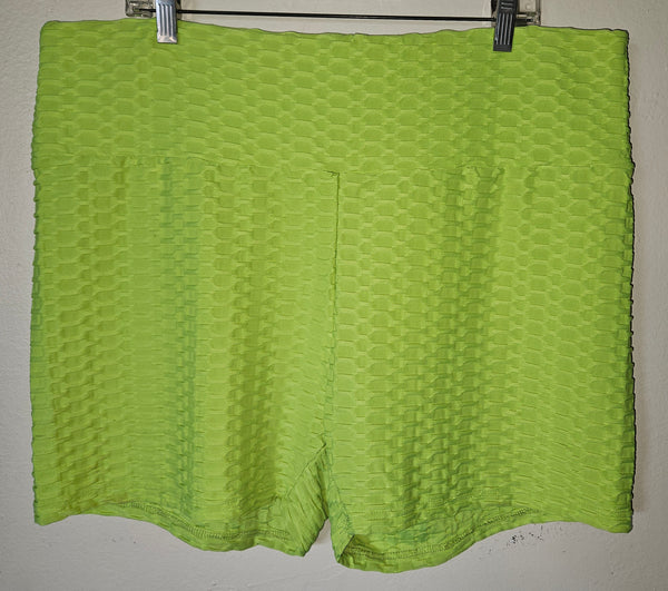 4X SHEIN CURVE Neon Yellow/Green Workout Shorts