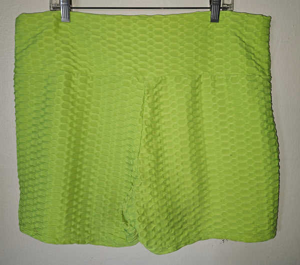 4X SHEIN CURVE Neon Yellow/Green Workout Shorts