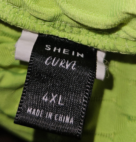 4X SHEIN CURVE Neon Yellow/Green Workout Shorts