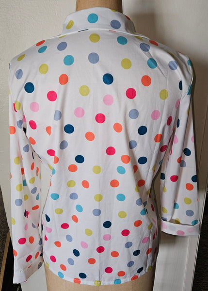 XLUnbranded White Polka Dot Button Front Blouse