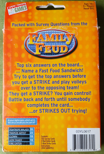 ENDLESS GAMES Family Feud Strikeout Card Game