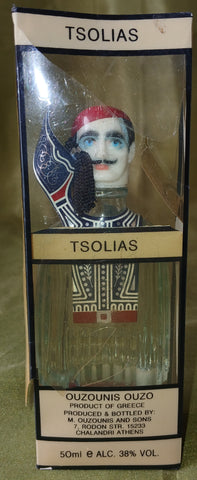 Vintage TSOLIAS OUZOUNIS OUZO Collectors Item Greek Male Bottle