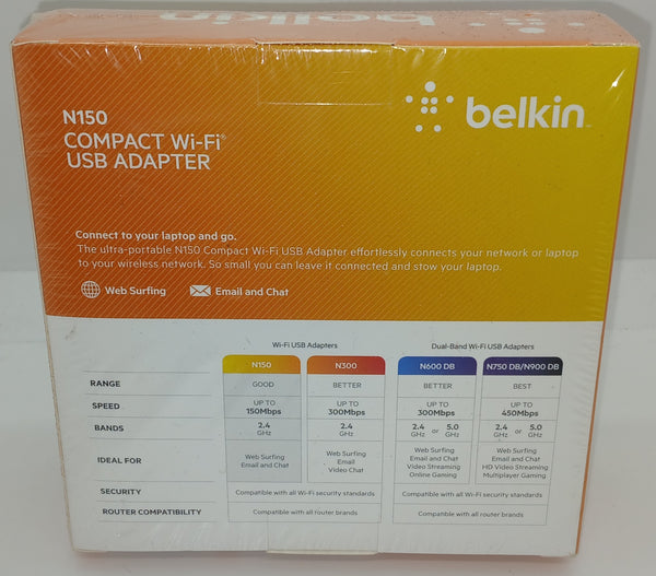 Brand New Belkin N150 Compact Wi-Fi USB Adapter