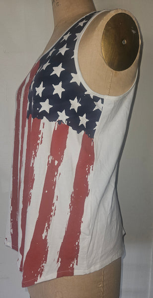 XL PALLIO Brand New Women's Stars & Stripes Flag Patriotic Tank Top